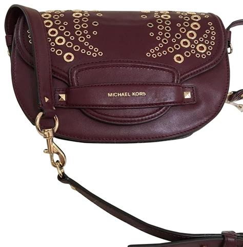 michael kors reed saddle|Michael Kors burgundy crossbody bag.